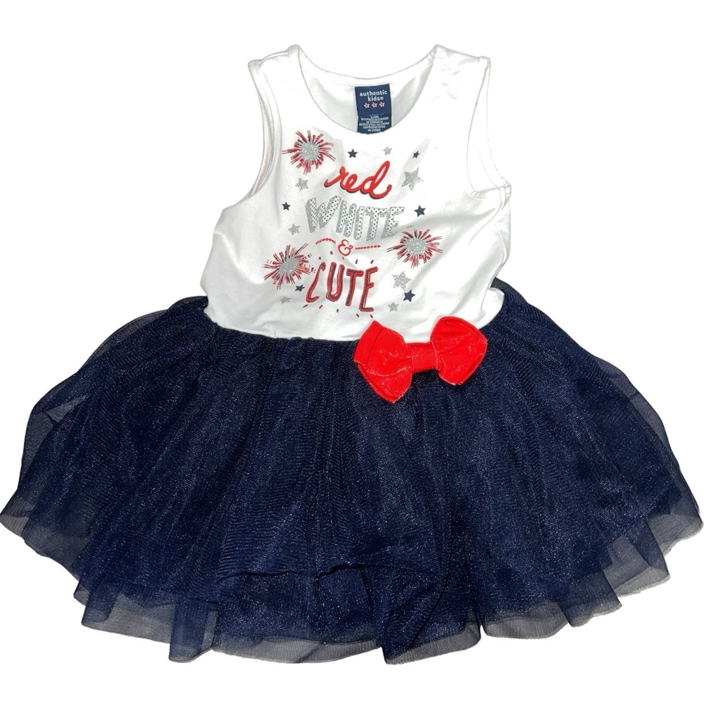 Authentic Kids USA, Patriotic Tutu Dress Red,‎ White & Cute Toddler Girls 24M